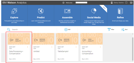 Data Prep Studio Help - Exporting to IBM Watson Analytics