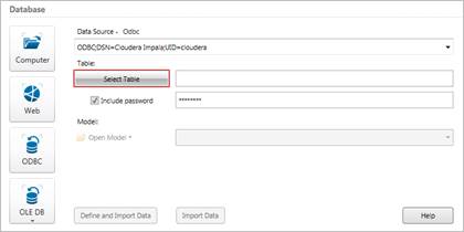 Data Prep Studio Help - Connecting to a Database Using the